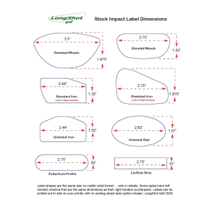 LongShot Golf® Impact Labels Dimensions Sheet
